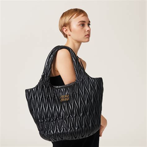 Black Matelassé Nappa Leather Tote 